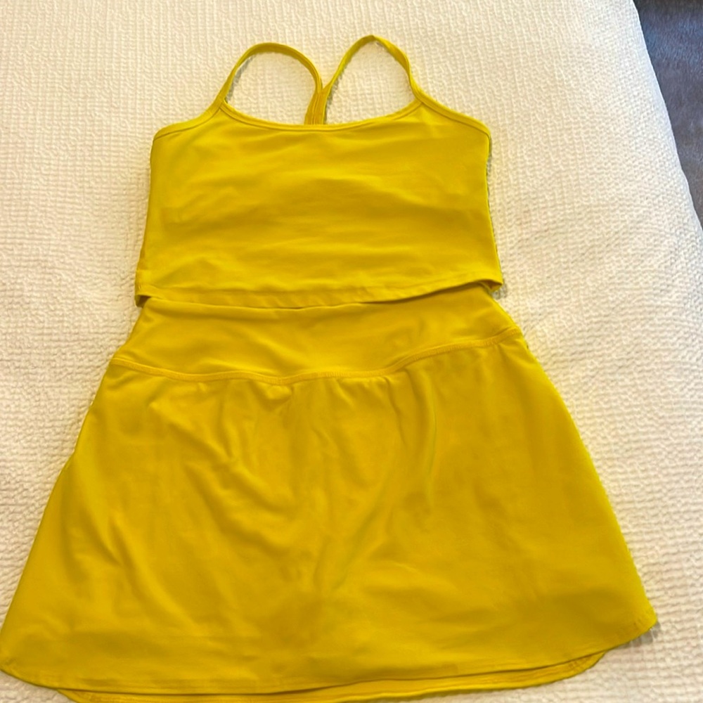 Yellow Beyond Yoga tank and skirt set